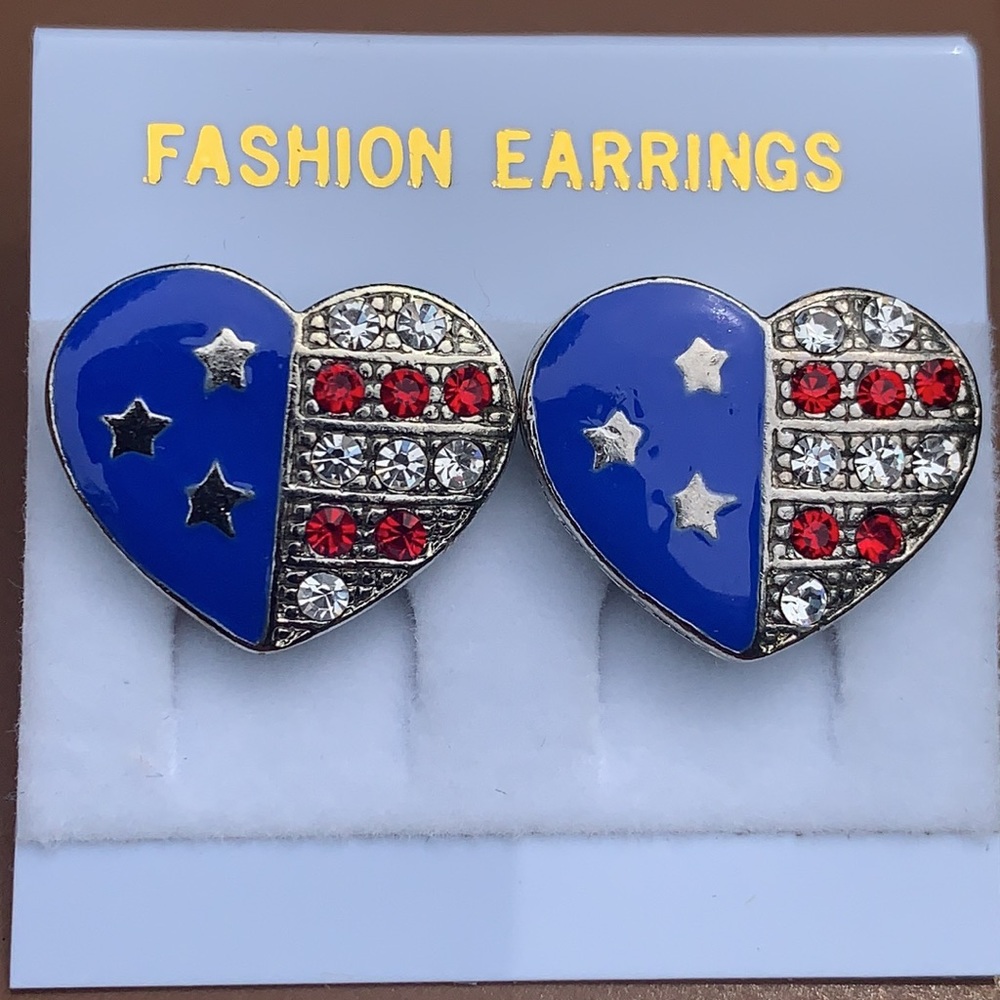 New Patriotic Heart shaped Earrings